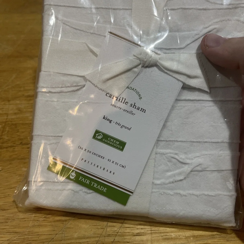 NEW Pottery Barn Camille Cotton White Ruffled King Sham‎